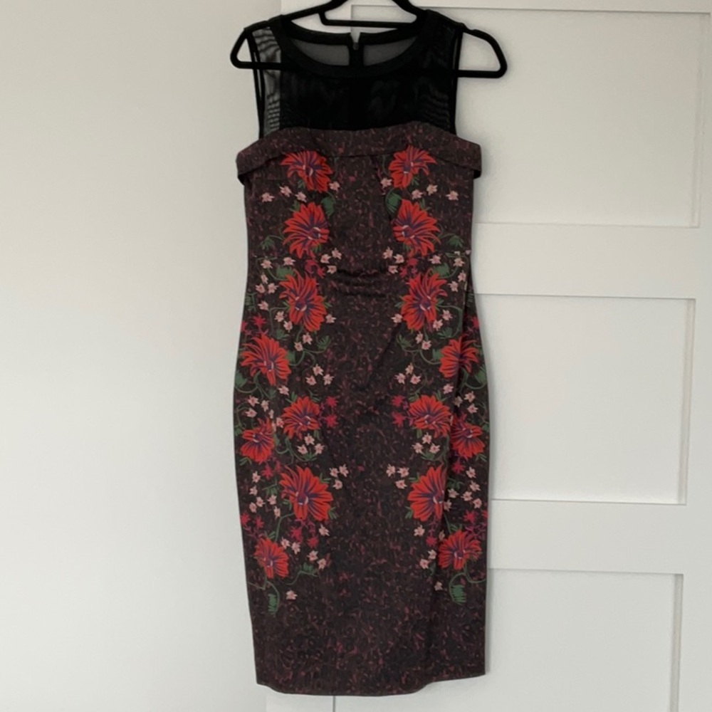 Floral Black and Red Dress